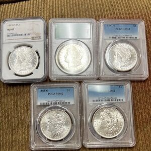 Silver Coin Grading Slabs with Clear Display and Certified Grades